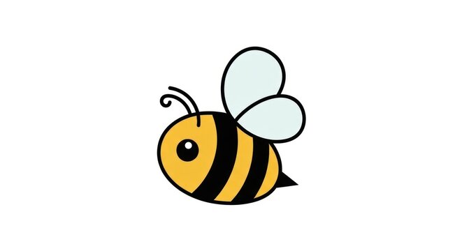 Cartoon bee illustration vector image of a yellow and black insect