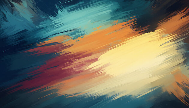 Abstract expressionist painting with bold brushstrokes and vibrant color palette