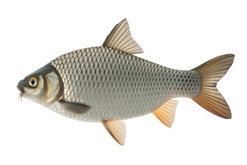 Obraz premium A single common carp fish isolated on a white background with freshwater fish