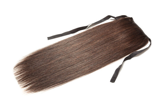 bandage wrap round straight dark brown human hair ponytail extensions