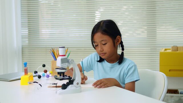 STEM Education Concept with Student Scientist and Laboratory Analysis Equipment