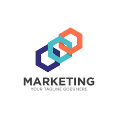 Obraz premium This modern logo design showcases interconnected shapes, symbolizing collaboration, innovation, and marketing strategies essential for business success.