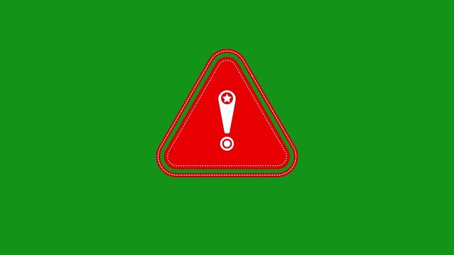  caution sign critical red warning danger signal alert icon with exclamation mark on green screen, Attention danger notification sign for system message Safety indicator element error risk management
