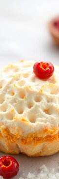 Creamy white chhena poda with smooth texture and golden edges, golden, East Indian food