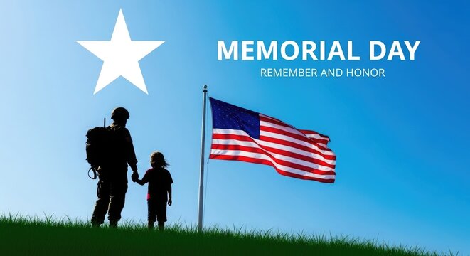 Honoring heroes a touching memorial day silhouette of family remembering fallen soldiers and american pride