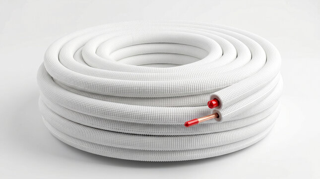 Flexible white insulated copper tubing for HVAC and refrigeration units, a vital component for efficient thermal transfer in modern cooling systems