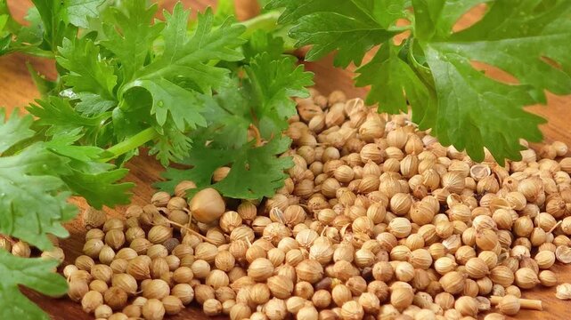 Coriander seeds in a container.