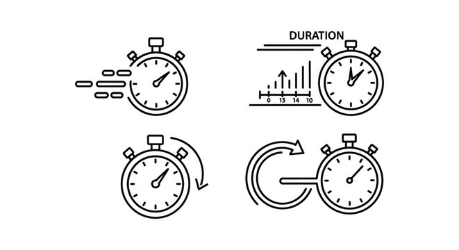 stopwatch icons for time management duration and speed concepts