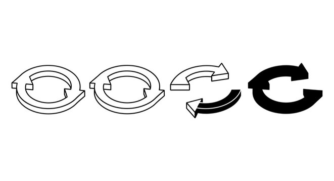 three stylized circular arrows two outline and two filled representing cycles