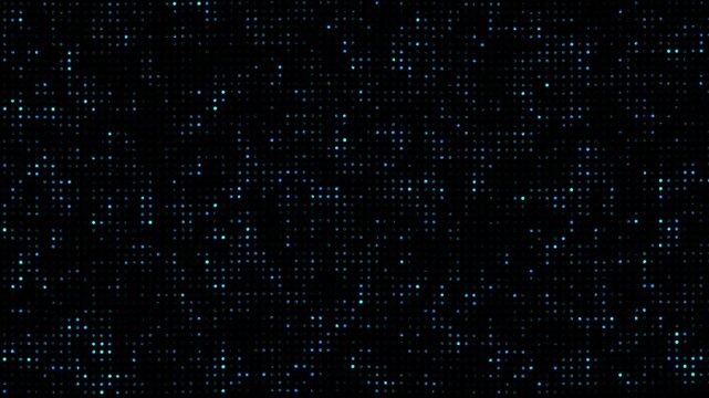 Dots Animated Background, bright green flickering Hi tech motion graphic on dark background