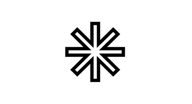 Black and white asterisk symbol graphic.