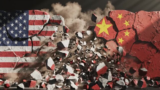 Nations crash with concrete breaks apart.