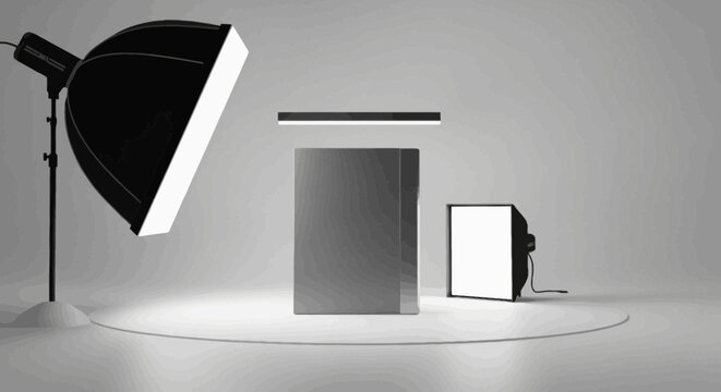 Studio Light Box Photography Equipment Setup.