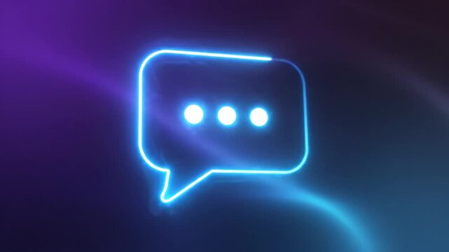 Neon speech bubble glowing.