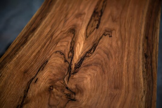 Rich, warm-toned spalted wood texture with dark, intricate grain patterns, close-up