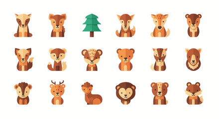 Fototapeta premium Cartoon forest animal collection