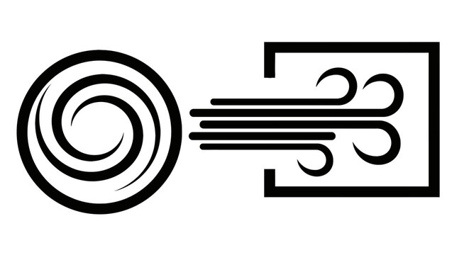Black and white wind icon design.