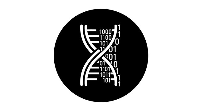 Binary code DNA double helix structure.