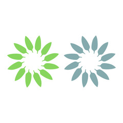 Fototapeta premium GREEN LEAVES IN CIRCLE SIGN SYMBOL LOGO FOR BIO ECO PRODUCT ORGANIC FARMING AGRICULTURE VECTOR
