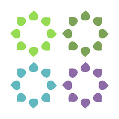 Fototapeta premium GREEN LEAVES IN CIRCLE SIGN SYMBOL LOGO FOR BIO ECO PRODUCT ORGANIC FARMING AGRICULTURE VECTOR