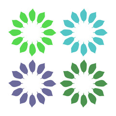 Fototapeta premium GREEN LEAVES IN CIRCLE SIGN SYMBOL LOGO FOR BIO ECO PRODUCT ORGANIC FARMING AGRICULTURE VECTOR