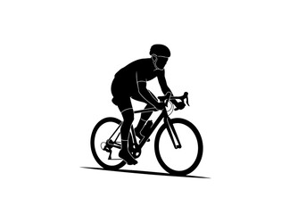 Obraz premium Silhouette of a Cyclist in Motion on a Road Bicycle Depicting Athleticism and the Pursuit of Cycling Sports Excellence During Outdoor Activity and Training