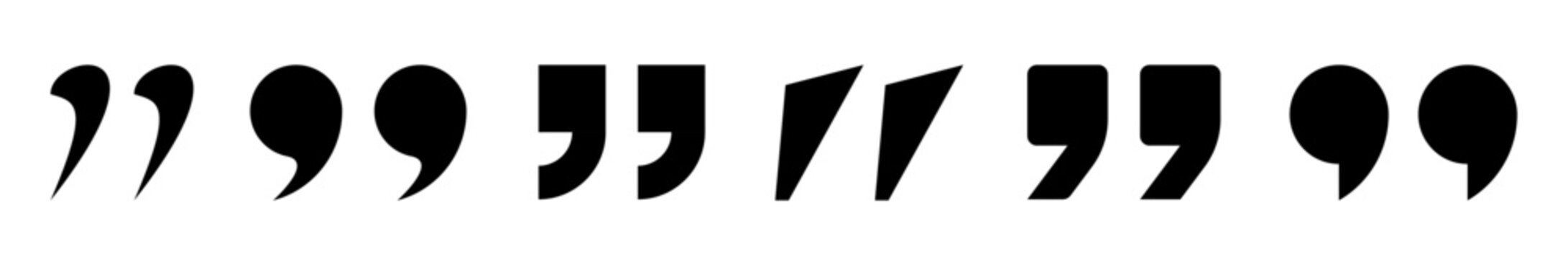 Modern Quote Marks Icon Collection &ndash; Variety of Sharp and Rounded Typographic Speech Punctuation icons Vector Set