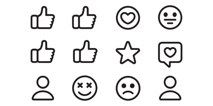 Social Media Feedback and User Interface Outline Icons