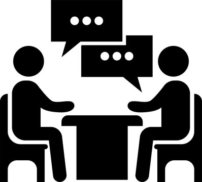 two people discussing ideas with speech bubbles isolated on transparent background