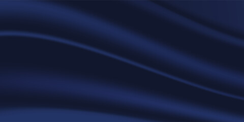 Obraz premium Navy blue silk satin. Silky shiny fabric. Dark luxury background with space for design. Banner. Wide. Long. Panoramic. Template. Empty. Flat lay, top view table. Beautiful.Elegant.Birthday,Christmas.
