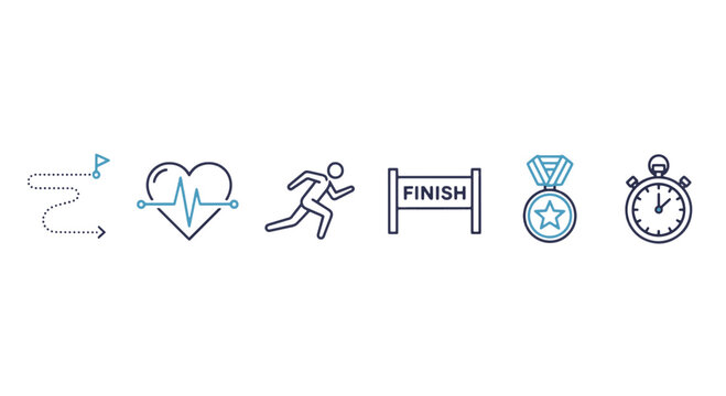 Sports Icons Representing Running Health and Achievement Graphics
