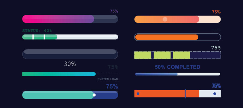 Colorful progress bar chart for data visualization and infographic design