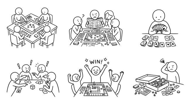 Fun board game collection showing players enjoying multiplayer games