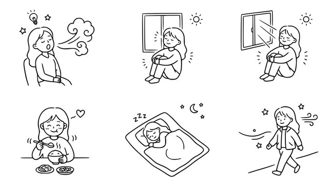 Relaxing in Comfort: Kawaii Line Art for Cozy Moments
