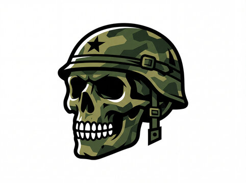 Skull helmet military camouflage green army war bone head