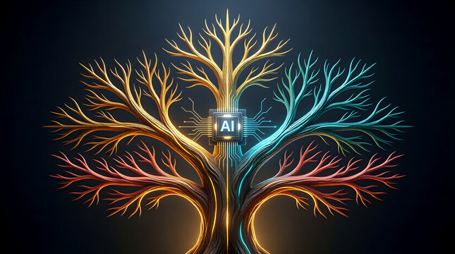 AI re-ranking model branching ranking tree hero for ranking whitepaper, machine learning re-ranking, enterprise ranking briefing