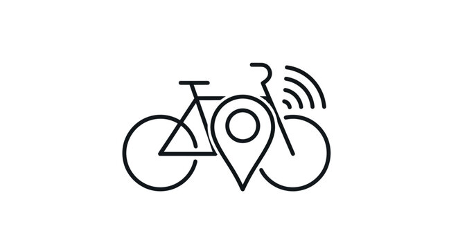Bicycle Tracking Map Pin Icon
