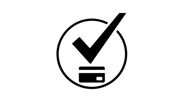 Checkmark on a credit card.
