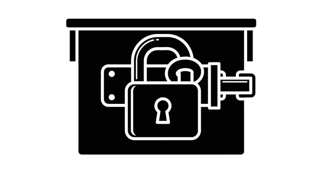 Padlock with keyhole and safety lock.