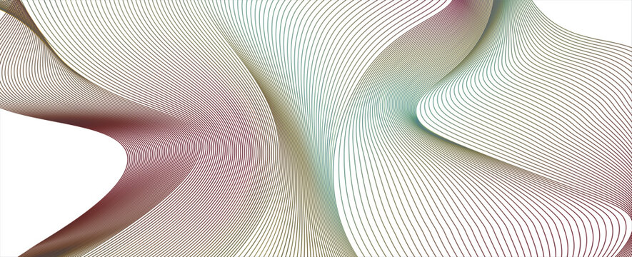 Abstract colorful wavy line pattern on white background. Dynamic curved flow mesh. Modern elegant vector design for banners, covers, and backdrops.
