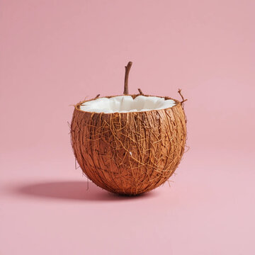 coconut on pink background