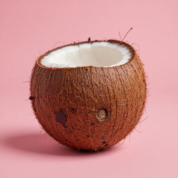coconut on pink background