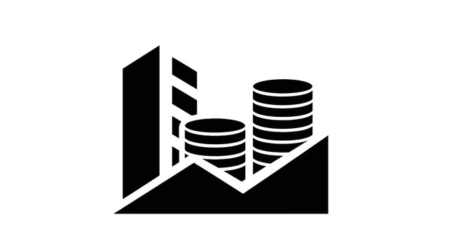 Black and white money coins stack.