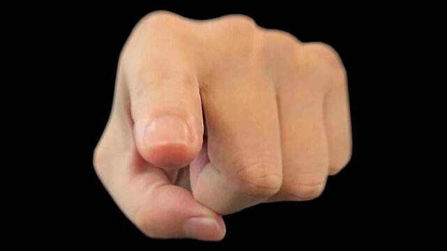 Hand Pointing Gesture on Black Background