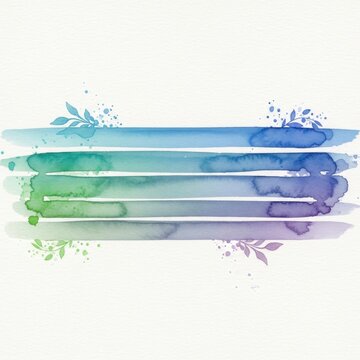 Watercolor gradient brush strokes with botanical leaf accents