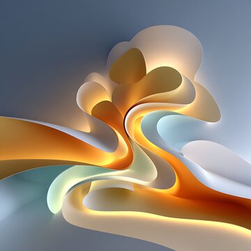 Abstract 3 d rendered golden dna double helix structure