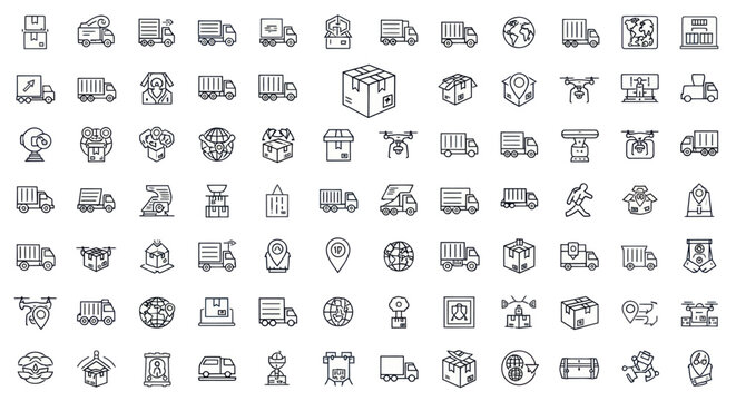 Logistics and Delivery Line Icons Set