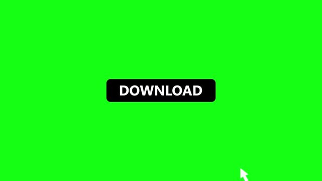 Download Button Click Animation with Mouse Cursor, User Interface Call to Action UI Element on Green Background.