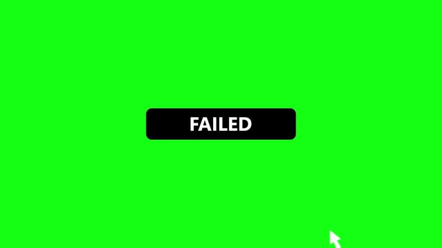 Failed Button Click Animation with Mouse Cursor, User Interface Call to Action UI Element on Green Background.