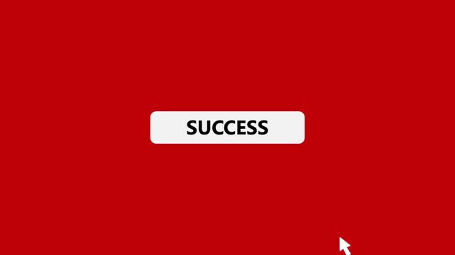 Success Button Click Animation with Mouse Cursor, User Interface Call to Action UI Element on Red Background.